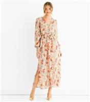 Women's Multicoloured Floral Wrap Midi Dress Gini London New Look