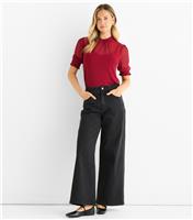 Women's Red Polka Dot Mesh High Neck Top Gini London New Look