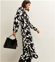 Women's Black Abstract Patterned Long Sleeve Midi Dress New Look