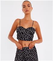 Women's Black Polka Dot Crop Top Quiz New Look