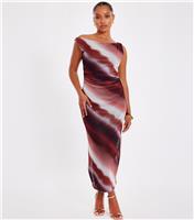 Women's Petite Brown Gradient Print Mesh Midaxi Dress Quiz New Look