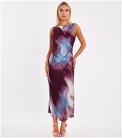 Women's Purple Satin Abstract Midaxi Dress Quiz New Look