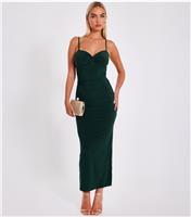 Women's Green Knotted Front Strappy Midaxi Dress Quiz New Look