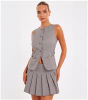 Women's Light Brown Check Button Front Waistcoat Quiz New Look