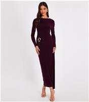Women's Dark Purple Ring Detail Maxi Dress Quiz New Look