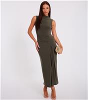 Women's Khaki Bodycon Midaxi Dress Quiz New Look