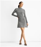 Women's Grey Shimmery High Neck Mini Dress Gini London New Look