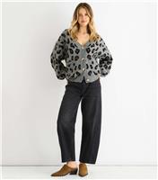 Women's Grey Animal Print Cardigan Gini London New Look