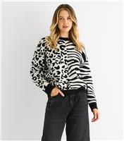 Women's Black Animal Patterned Jumper Gini London New Look