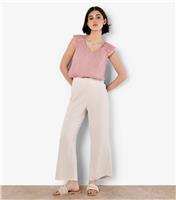 Women's Stone Linen Look Culotte Trousers Apricot New Look
