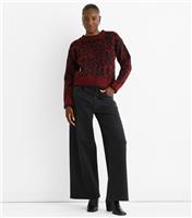 Women's Burgundy Animal Pattern Jumper Gini London New Look