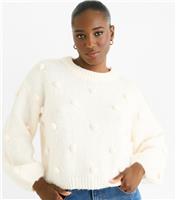 Women's Cream Bobble Applique Jumper Gini London New Look