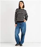 Women's Textured Knit Striped Jumper Gini London New Look