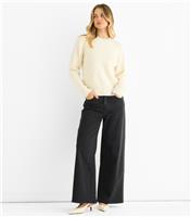 Women's Cream Faux Pearl Studded High Neck Jumper Gini London New Look