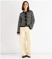 Women's Black Striped Cardigan Gini London New Look