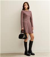 Women's Red Check Long Sleeve Mini Dress New Look