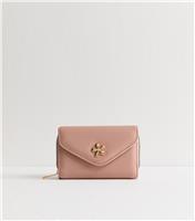 Pink Faux Leather Flower Purse New Look