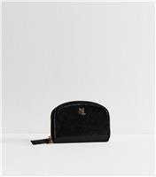 Black Lizard Pattern Faux Leather Purse New Look