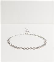 Silver Tone Diamante Chain Belt New Look