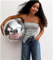 Girls' Silver Sparkle Bandeau Top New Look