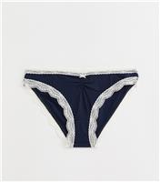 Girls' Navy Contrast Trim Briefs New Look