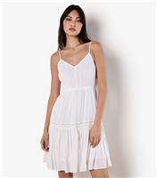 Women's White Metallic Stripe Bow Back Dress Apricot New Look