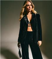 Women's Black Velvet Single Breasted Blazer New Look
