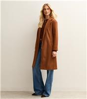 Women's Tan Open Front Longline Coat New Look