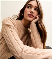 Women's Camel Cable Knit Crew Neck Jumper New Look