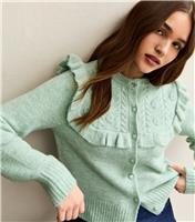 Women's Light Green Floral Yoke Cardigan New Look