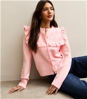 Women's Light Pink Floral Yoke Cardigan New Look