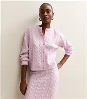 Women's Lilac Cable Knit Cardigan New Look