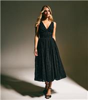 Women's Black Lace Corset Midi Dress New Look