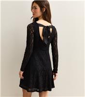 Women's Petite Black Lace Bow Back Mini Dress New Look
