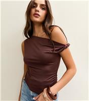 Women's Brown Off The Shoulder Top New Look