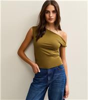 Women's Khaki Off The Shoulder Top New Look