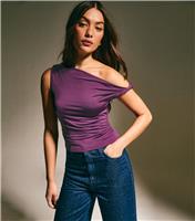 Women's Dark Purple Off The Shoulder Top New Look