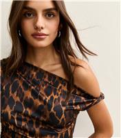 Women's Brown Leopard Print Off The Shoulder Top New Look