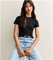 Women's Black Crew Neck Fitted T-shirt New Look