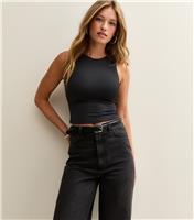 Women's Black Racer Neck Vest Top New Look