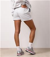 Women's Light Grey Raised Seam Logo Embroidered Shorts Gym King New Look