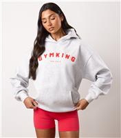 Women's Grey Logo Appliqued Hoodie Gym King New Look