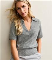 Women's Petite Grey Midweight Knit Top New Look