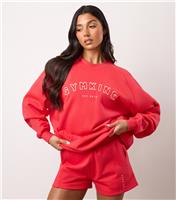 Women's Bright Pink Logo Appliqued Sweatshirt Gym King New Look