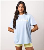 Women's Light Blue Logo Appliqued T-Shirt Gym King New Look