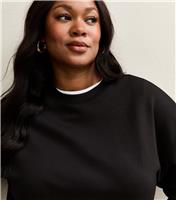 Women's Plus Size Black Premium Jersey Crew Neck Sweatshirt Curves New Look