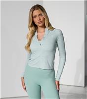 Women's Green 365 Logo Embroidered Zip Up Top Gym King New Look