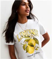 Women's Light Grey Limone Print T-Shirt New Look
