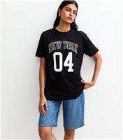 Women's Black Animal Print New York Oversized T-Shirt New Look