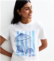 Women's White Deck Chair Print T-Shirt New Look